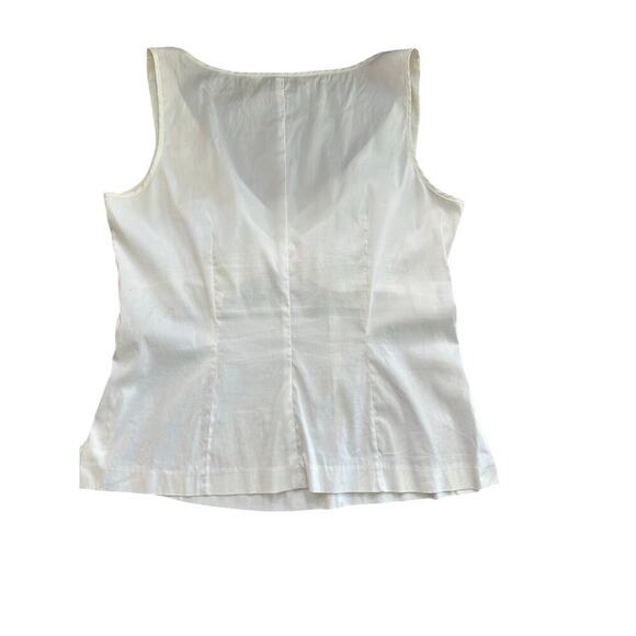 Trina Turk Women's White V-Neck Cotton Blended Blouse Top Size Large - Picture 4 of 7